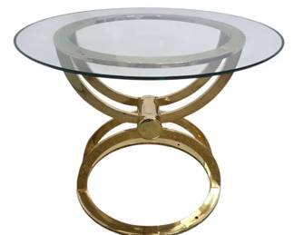 Hollywood Regency Style Golf Side Table With Glass Top
