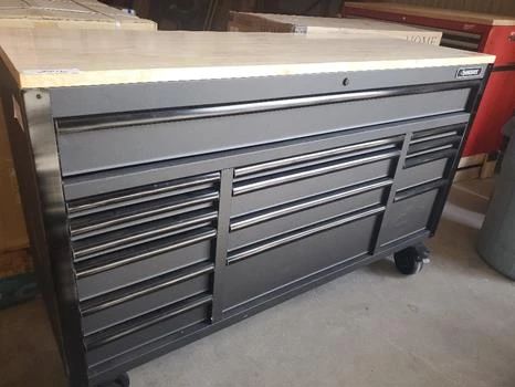 Heavy-Duty 61 in. W x 23 in. D 15-Drawer Matte Black Mobile Workbench