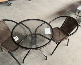 3-Piece Glass Round Outdoor Bistro Set