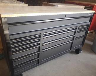 Heavy-Duty 61 in. W x 23 in. D 15-Drawer Matte Black Mobile Workbench