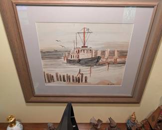 R. Luck Shrimp Boat Watercolor