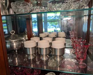Pewter Coffee Cups with Ceramic Inserts