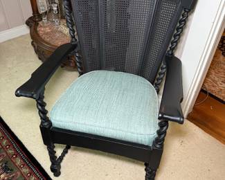 Cane Back Armchair with Barley Twist Accents