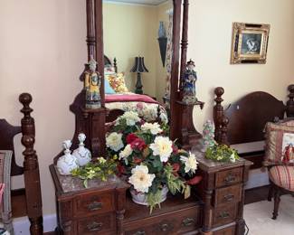 Victorian Marble Top Dresser with Mirror