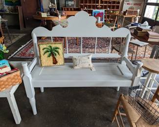 White Headboard Bench