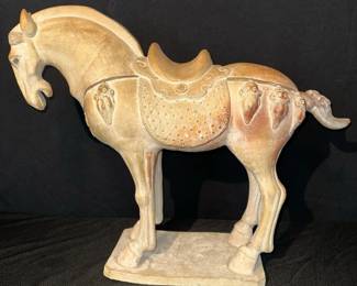 19th Century Chinese TangStyle Porcelain Horse Figure with Appraisal Letter