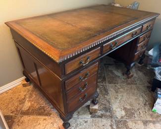 Desk from London dated late 1800’s. Leather desktop