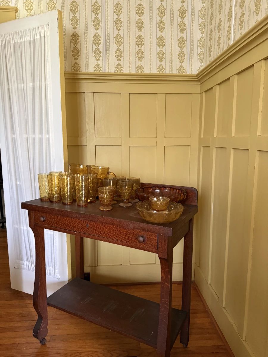 Amber Glass and Console Table