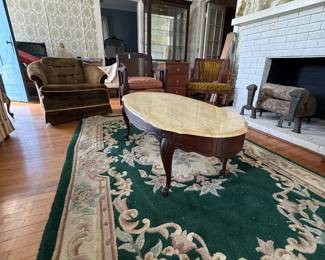 Vintage French Provincial Coffee Table with vintage french rug