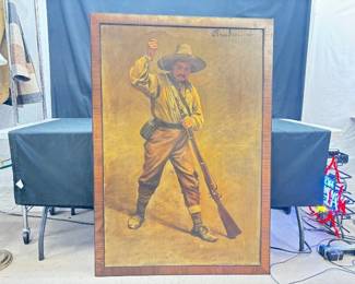 LARGE Antique Original Listed Artist Theodor Breidwiser Oil on Canvas of a Conquistador