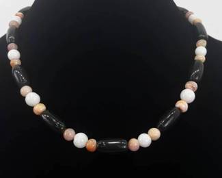 Jasper, Quartz and Onyx Stone Necklace