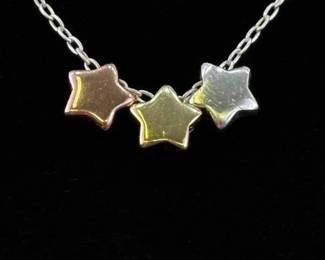 .925 Sterling Silver Vermeil Star Necklace