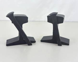 2 HEAVY Iron Railroad Spike 5.5" Bookends
