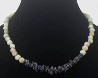 Sodalite and Nephrite Stone Necklace