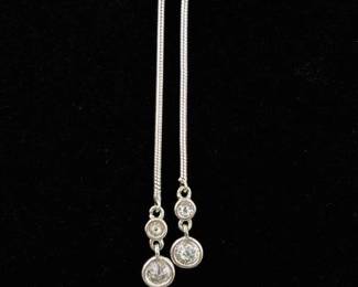 .925 Sterling Silver 24" Adjustable Crystal Slide Pendant Cable Necklace