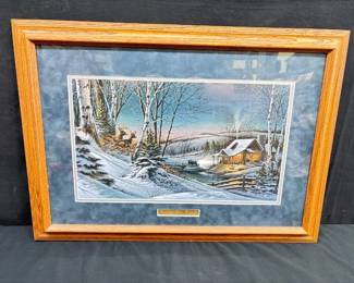 Vintage Wood Framed Terry Redlin "Evening With Friends" Lithograph