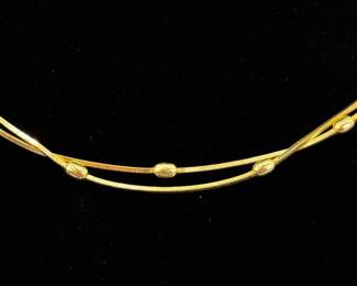 .925 Sterling Silver 2 Strand Beaded Vermeil Necklace
