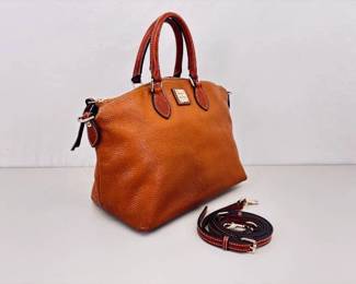 Authentic Dooney & Bourke Brown Pebble Grain Leather Satchel Handbag