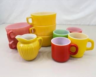 Lot of Colored Anchor Hocking and Fire King MCM Glass Dishes