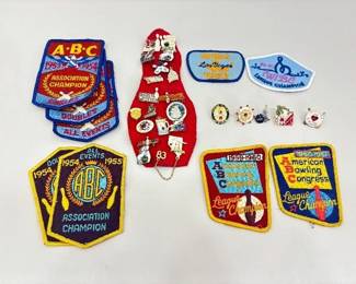 Lot of Vintage 1950's and 60's Bowling Patches, Medals, and Pins