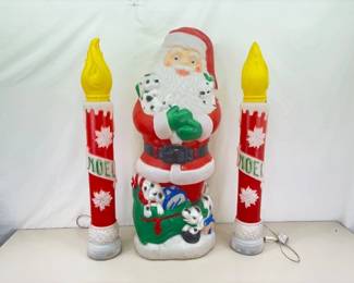 42" Blow Mold Santa and 2 Candles