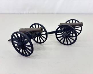 2 Small Brass Cannons w/Cast Iron Bases