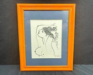 Framed Pablo Picasso Lithograph of a Nude