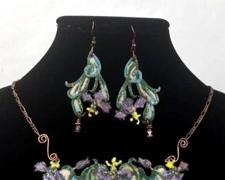 Artisan Enamel Necklace and Earring Set