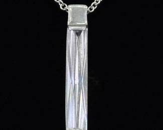 .925 Sterling Silver Crystal Bar Pendant Necklace