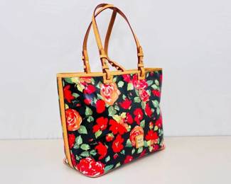 Authentic Dooney & Bourke Rose Garden Bloom PVC Shopping Tote Bag