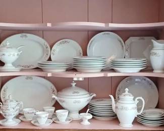 Antique French Monogrammed Porcelain Dinner Service