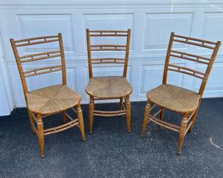 Three Vintage Faux Bamboo Chairs
