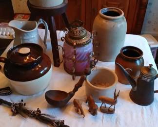 Antique Hanging Lamp Fixture, Stoneware And More