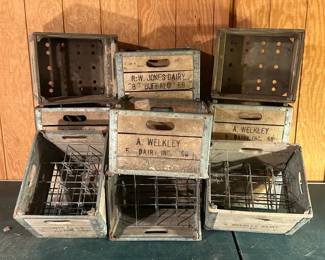 13 Vintage Wooden Milk Crates