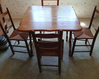 Antique Drop Leaf Table W4 Chairs
