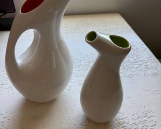 Stylish 80's MCM style pitchers with colored interiors