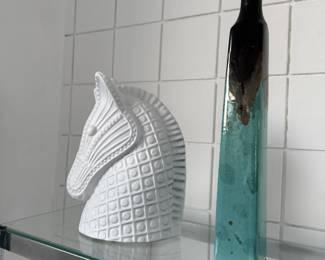 Cool horses head.  Artisan pottery in teal 
