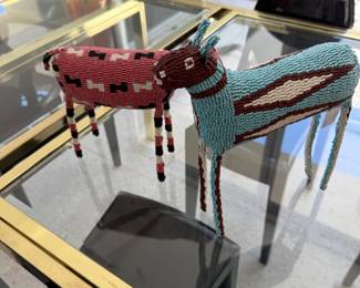 Pair of beaded African animals