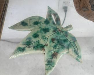 Hand made pottery leaf