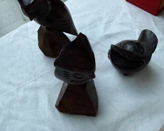 vintage carved animals including owls