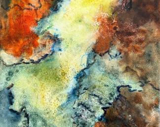 One of a pair of abstract oils