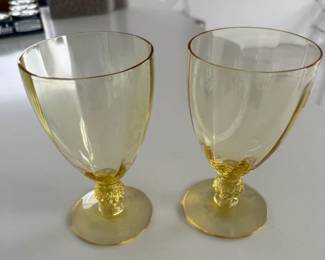 Set of eight vintage yellow glasses or dessert dishes