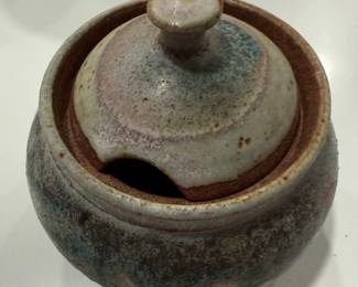 Vintage honey or other pot with space for spoon