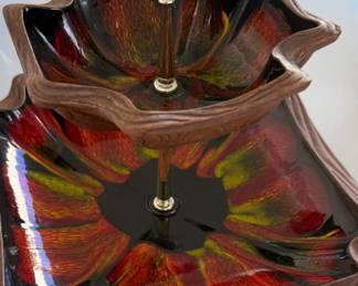 MCM Sequoia Ware CA pottery stand with volcanic style glaze