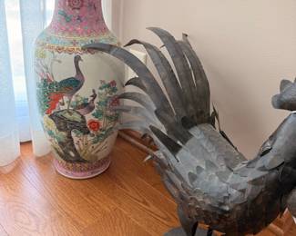 Famille Rose Peacock Vase