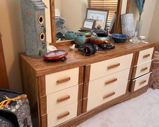 Mid-Century Modern Style 6-Drawer Dresser with Mirror