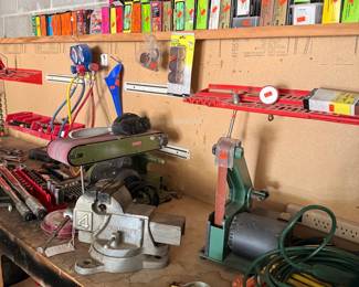 Assorted Hardware, Tools, and Sanding Supplies