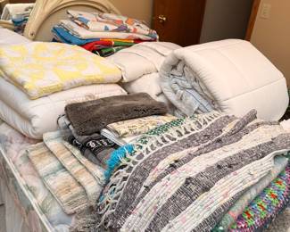 Assorted Textiles: Quilts, Throws, and Rugs