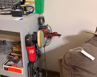 Dual Action Polisher, Air Compressor, and Paslode Nailer with Accessories