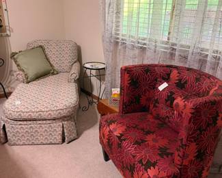 Floral Accent Chair and Chaise Lounge Set
